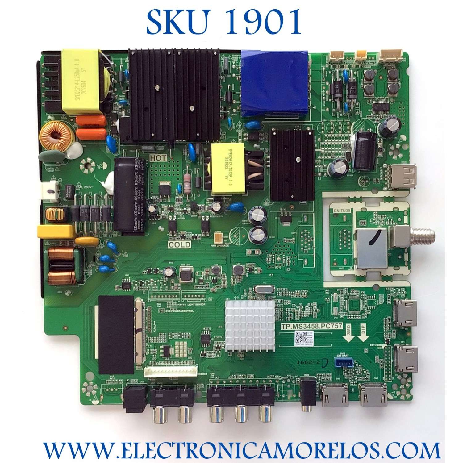 MAIN FUENTE (COMBO) PARA TV PROSCAN 4K UHD / NUMERO DE PARTE AE0011990 / TP.MS3458.PC757 / 2A108NS / Z20071662 / MODELO PLED5042-B-UHD